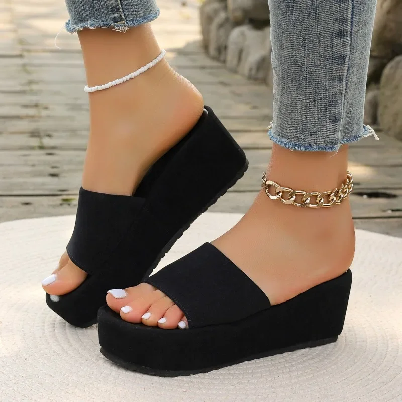 

Women's Shoes 2025 Hot Sale Basic Women's Slippers Fashion Plus Size Casual Slippers Women Summer Peep Toe Platform Slippers