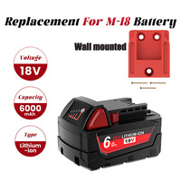 For Milwaukee M18 Battery M18B6 18V XC 6000mAh Li-ion Battery 48-11-1860 2604-22 2604-20 Rechargeable battery with Tool Hanging