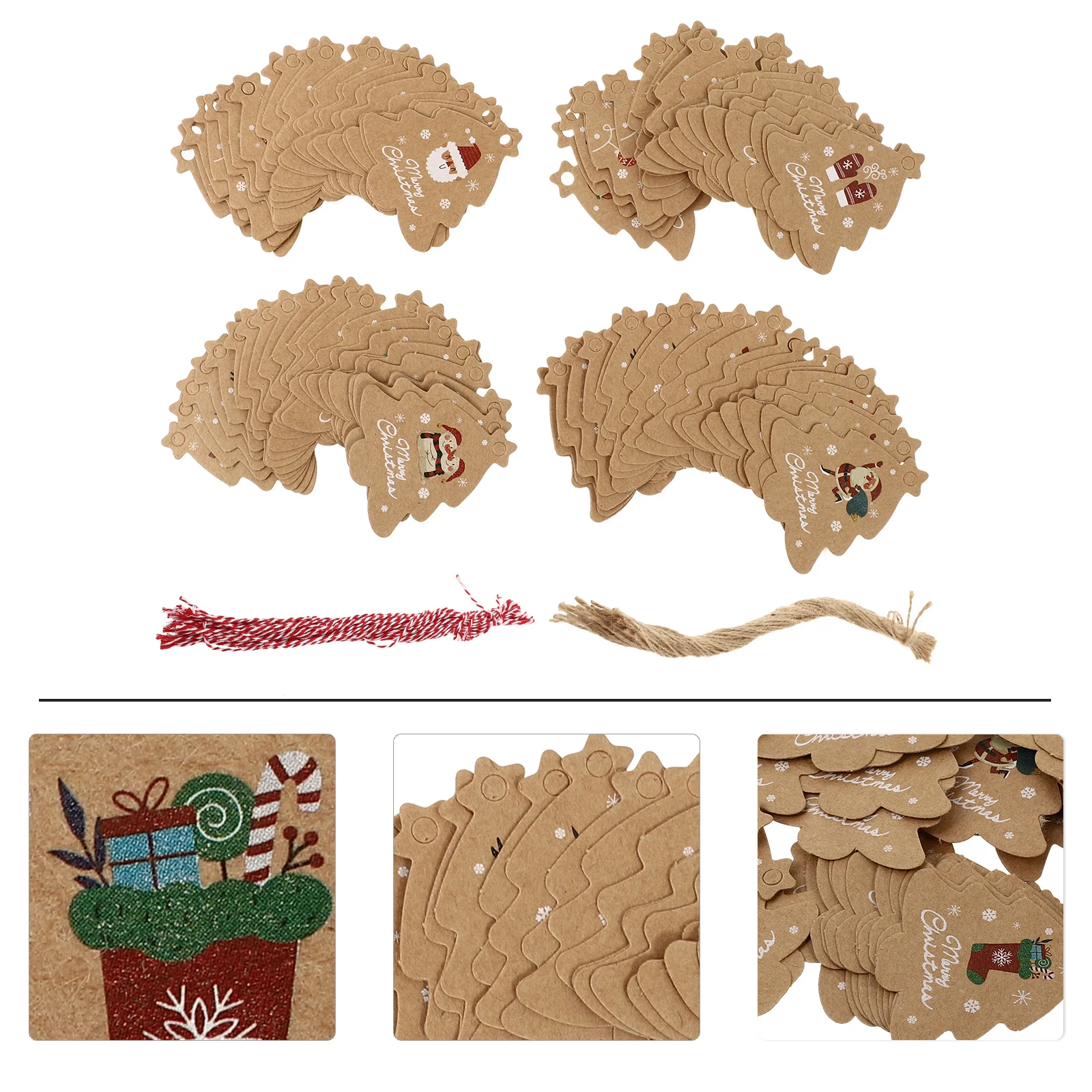 

1Set Retro Printing Hanging Tag Kraft Paper Christmas Pendant for Tree Home Mall Hotel Decorative Decoration Use