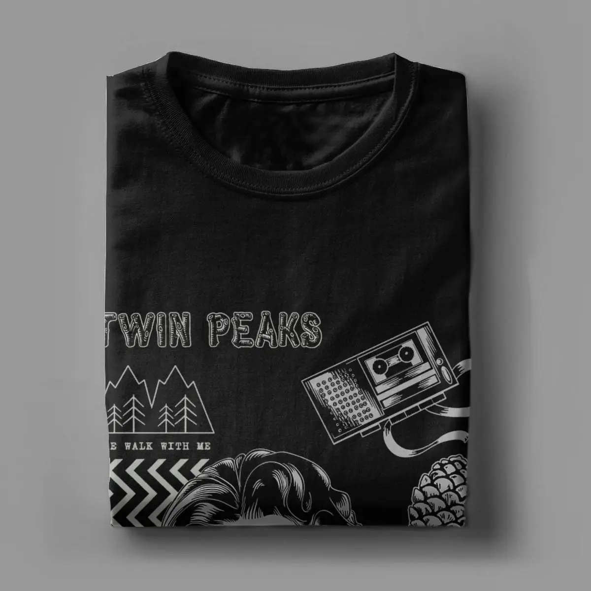 Men Women\'s Symbolism Patches & Murder Mystery Icons T Shirt Twin Peaks 100% Cotton Tops Novelty Tee Shirt Birthday Gift T-Shirt