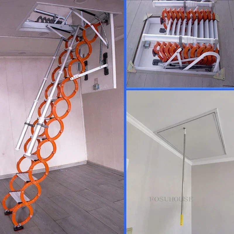 Durable Loft Lifting Ladders Apartment Telescopic Stair Indoor Home Invisible Folding Staircase Simple Attic Stretching Stairs S - Image 3