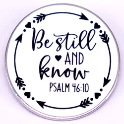 Christian Badge Bible Psalm 46 10 Be Still and Know Brooch Enamel Pin