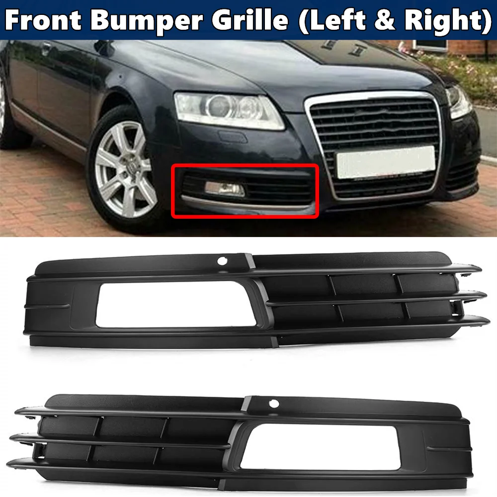 1 Pair Car Fog Lights Grille Cover Front Lower Bumper Fog Lamp Grill Set For Audi A6 C6 4F Sedan/Avant 2008-2011 Exterior Parts