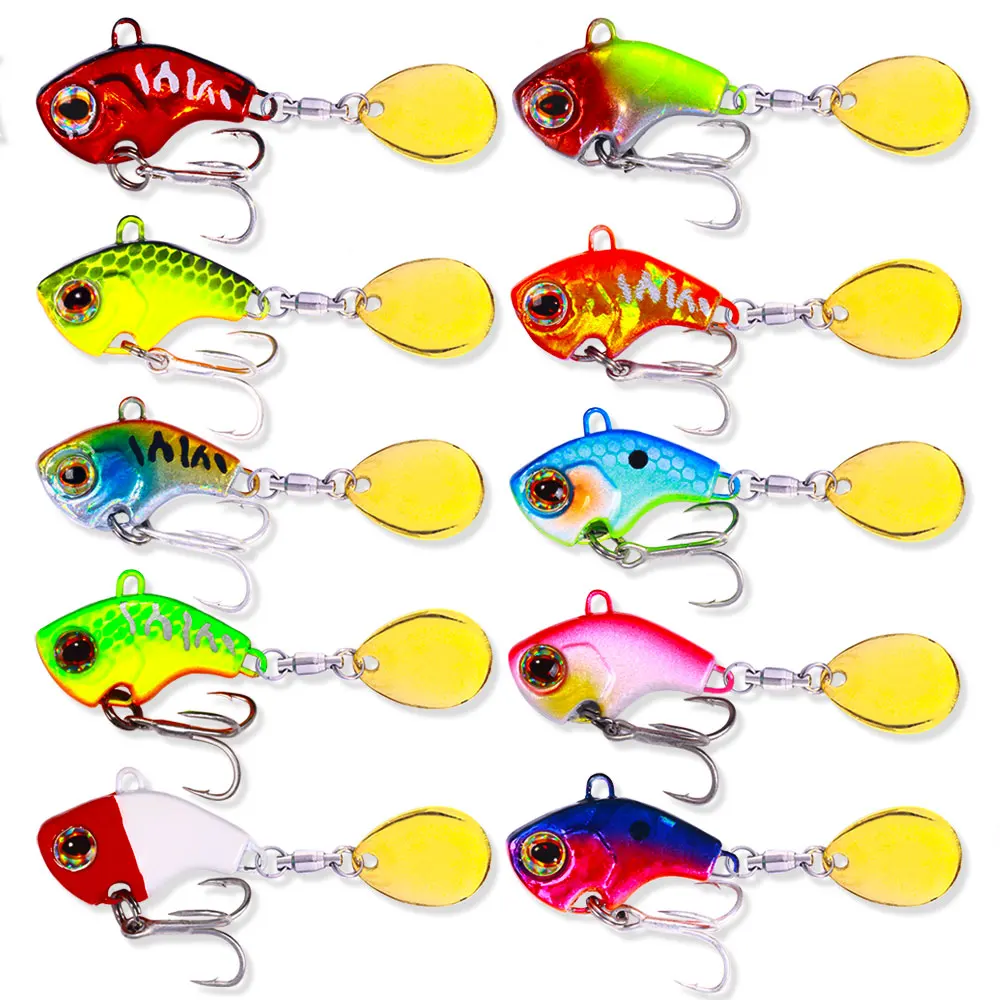 HENGJIA Rotating Metal VIB Vibration Bait  9g 13g 16g 22g Spinner Sinking Spoon Pin Crankbait Sequins Baits Fishing Tackle