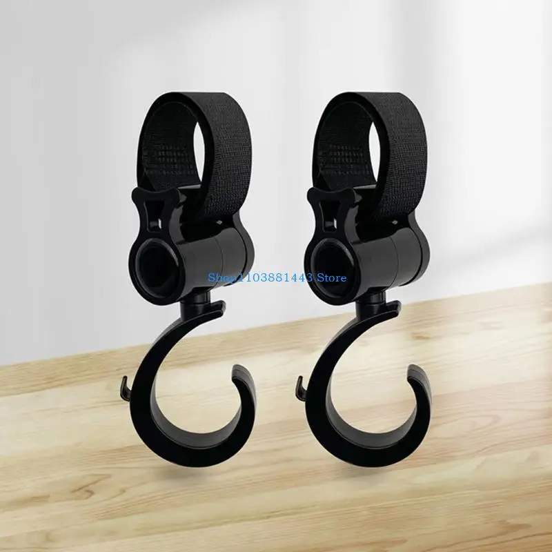 Q6RE 1 個/2 個のセット 360 度回転フックベビーカーハンガーラック多機能フックベビーベッドオーガニエラック