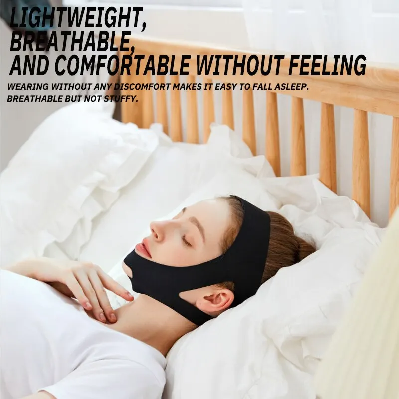 1PC New Type Anti Snoring Belt Chin Strap Adjustable Nose Snoring Belt Triangle Chin Strap Black Blue Diving Fabric Ventilate