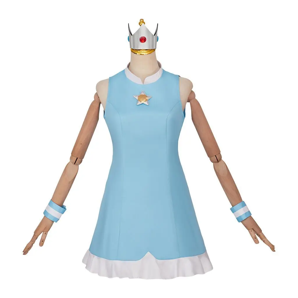 DY2025 Disfraz de Princesa Peach, Ropa Deportiva Rosa y Azul, Traje de Tenis de Peach, Vestido sin Mangas con Corona para Halloween