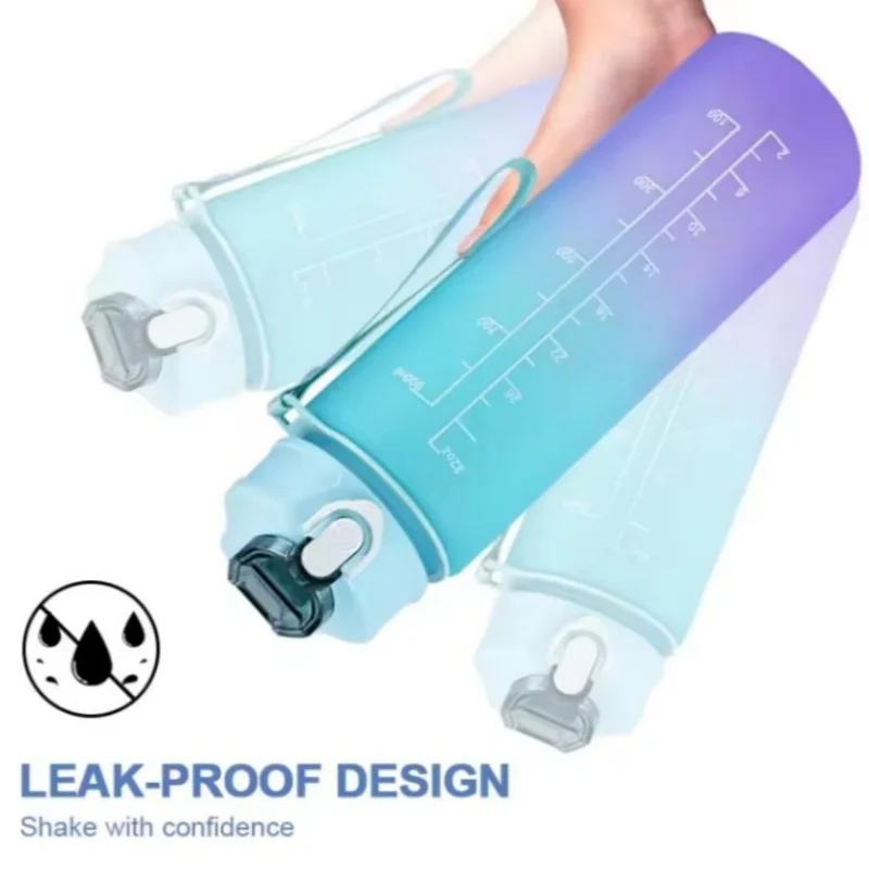 750ML Sports Water Bottle with Time Marker Leak-proof Cup Motivational Portable Water bottle for Outdoor Sport Fitness BPA Free