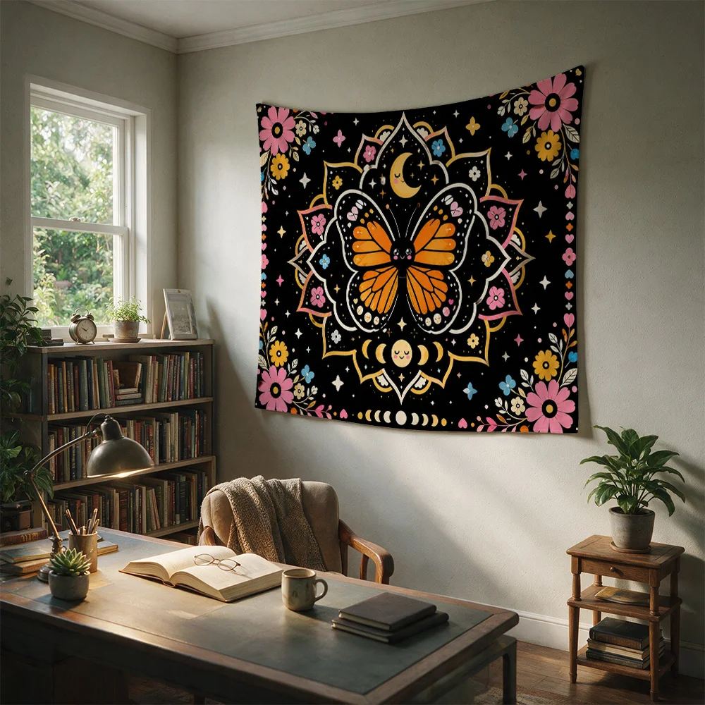 Boho Macrame Tapestry Wall Hanging Dreamcatcher Butterfly Floral Boho Chic Home Decor Bohemian Art