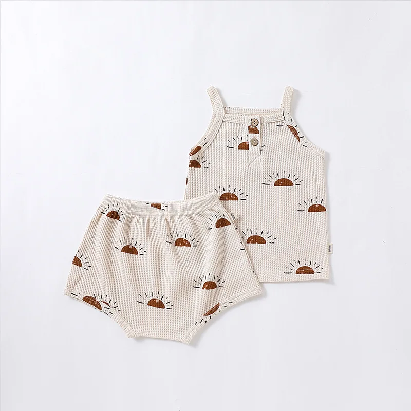 6M-3Y Newborn Kid Baby Boy Girl Clothes Set Summer Sleeveless Tank Top Shorts Set Loose Home Wear 2pcs Outfit Set