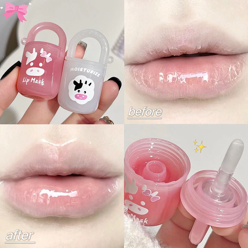 Clear Lip Jelly Cute Bucket Lip Balm Moisturizing Glass Lip Glaze NoSticky Sexy Gloss Oil Korean Fashion Makeups Lips Care Cream