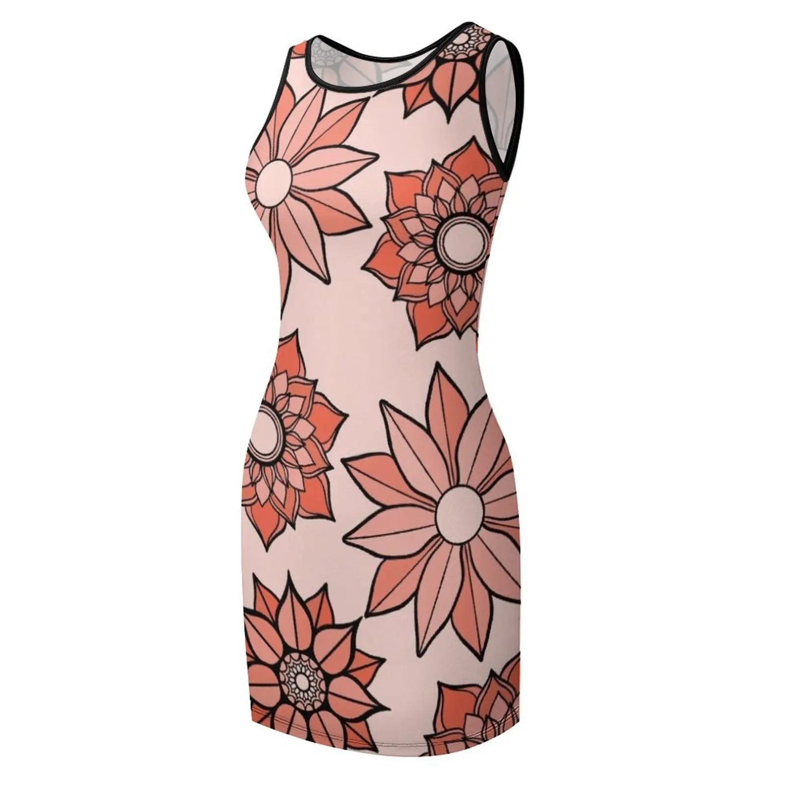 Abito estivo senza maniche con motivo floreale rosa Abiti da donna per donna Abiti estivi 2025 da donna Abiti da sera da donna 2025