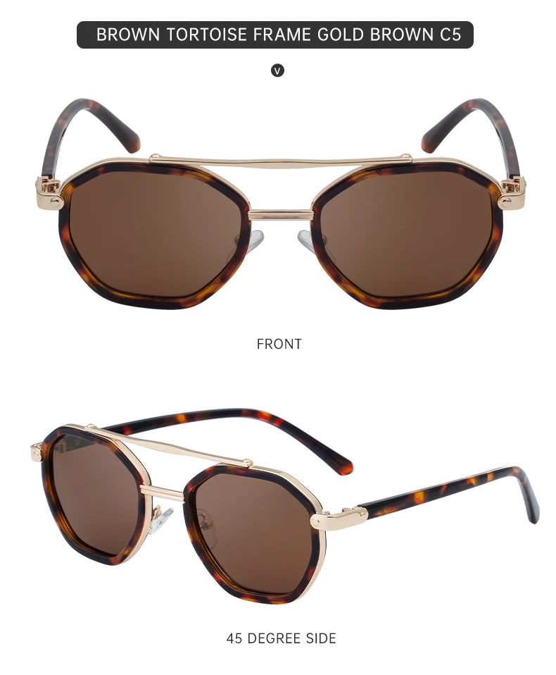 Steampunk Octagon Quadratische Sonnenbrille Männer 2026 Luxus Marke Vintage Punk Metall Polygon Sonnenbrille Für Männliche Klassische Shades UV400 – Detail 15