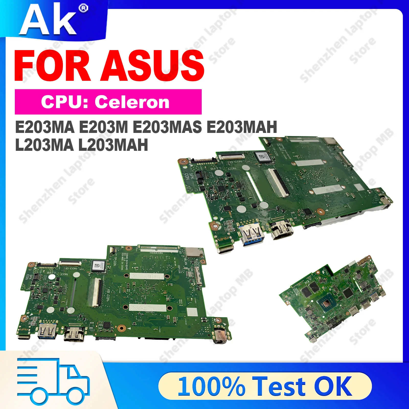 E203MA Laptop Motherboard For ASUS EeeBook With Celeron CPU 100% E203M E203MAS E203MAH E203MA L203MA L203MAH Mainboard tests OK