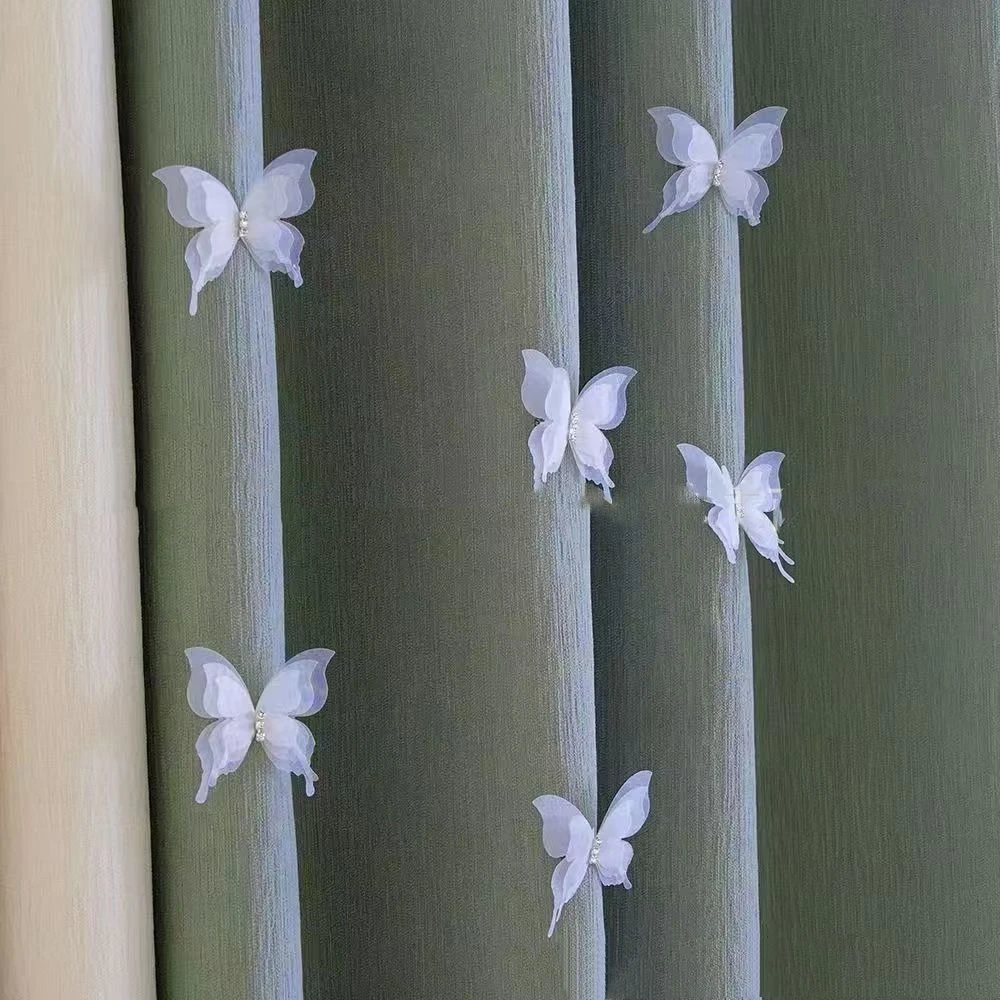 20 قطعة التدرج اللون الأورجانزا النسيج فراشة يزين 5 سنتيمتر حالمة الشيفون فراشة ثلاثية الأبعاد شفافة DIY بها بنفسك الخياطة الحرفية الديكور