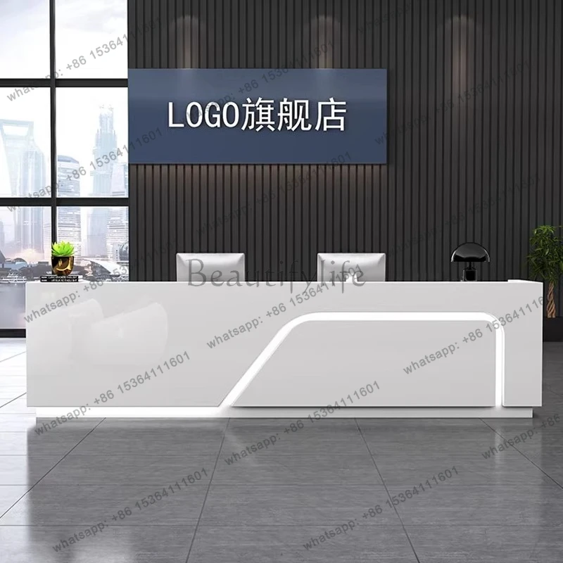 Reception desk white fashion paint simple modern beauty salon checkout page custom
