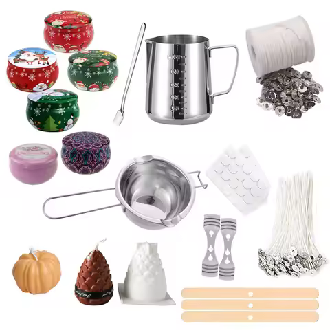 1 Set Candle Making Kit Pouring Pot Candle Making Supplies Tools Kit Diy Handmade Wax Candles with Wax Melting Hot Plate