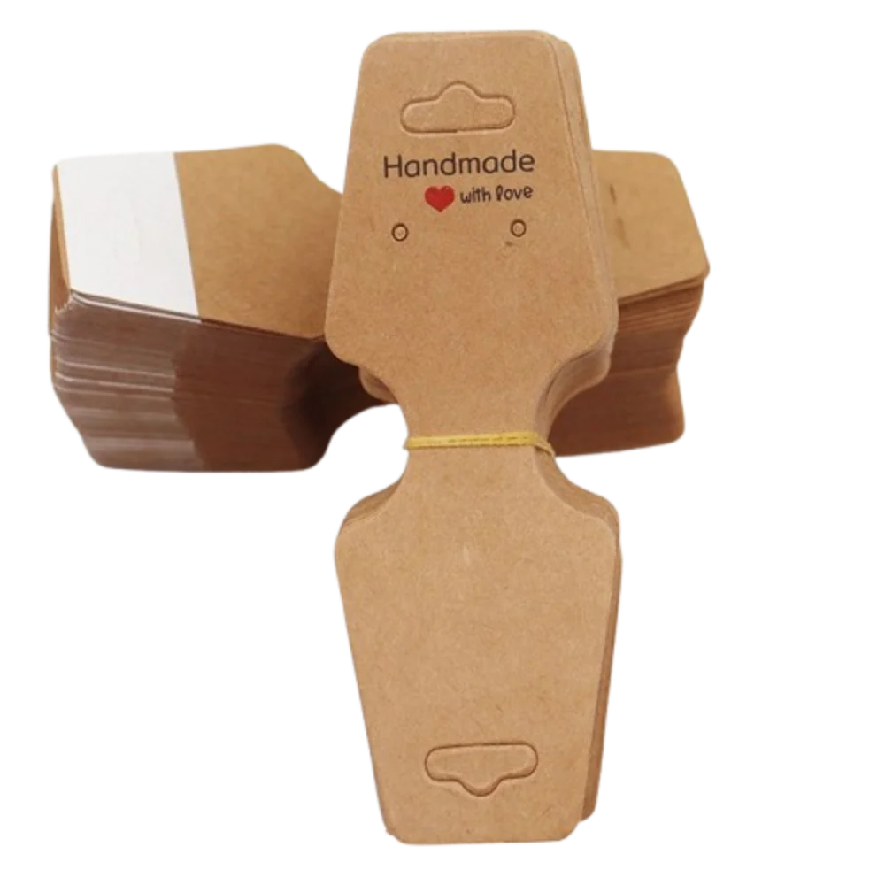 

100pcs Foldable Jewelry Display Card Kraft Paper Necklace Display DIY Jewelry Display Card Bracelet Display Sturdy