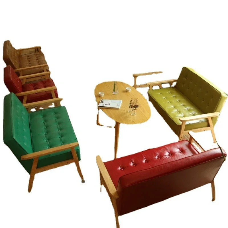Milk tea shop cafe tables and chairs, Nordic deck sofa, dessert shop western restaurant furniture