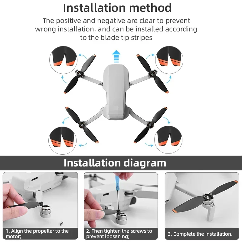 Hélices para Drone Substituição Asa, Peso Leve Props Blade, DJI Mini 2, Mini SE, 4K, RC-N1 Acessórios