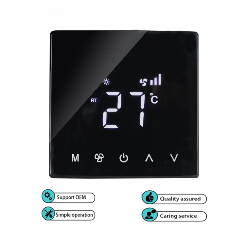

Programmable Thermostat Touch Screen Thermostat Safe And Efficient Operation Stylish Curved Display Heating System Black Bedroom