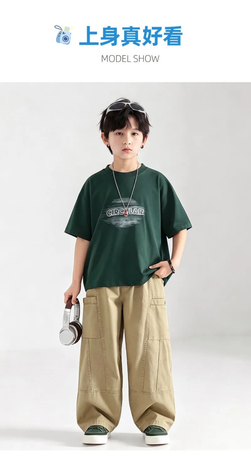 Kinder Jungen Gerade Hosen UNITIM Herbst Junior Jungen Latzhosen Lose Lässige Elastische Taille Teenager Jungen Weite Hosen – Detail 14