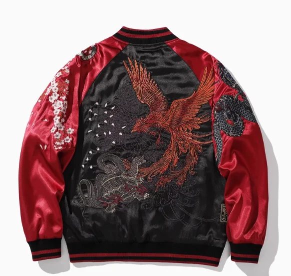 2024 Spring Autumn New Dragon Embroidered Men's Jacket Yokosuka Four Divine Beasts Baseball Coats Qinglong Baihu Zhuque Xuanwu