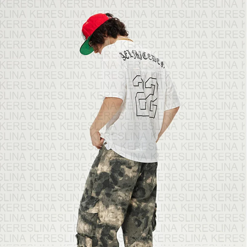 Summer new Y2K T-shirt breathable mesh quick drying loose rod jersey casual outdoor street wear neutral sports short sleeved top