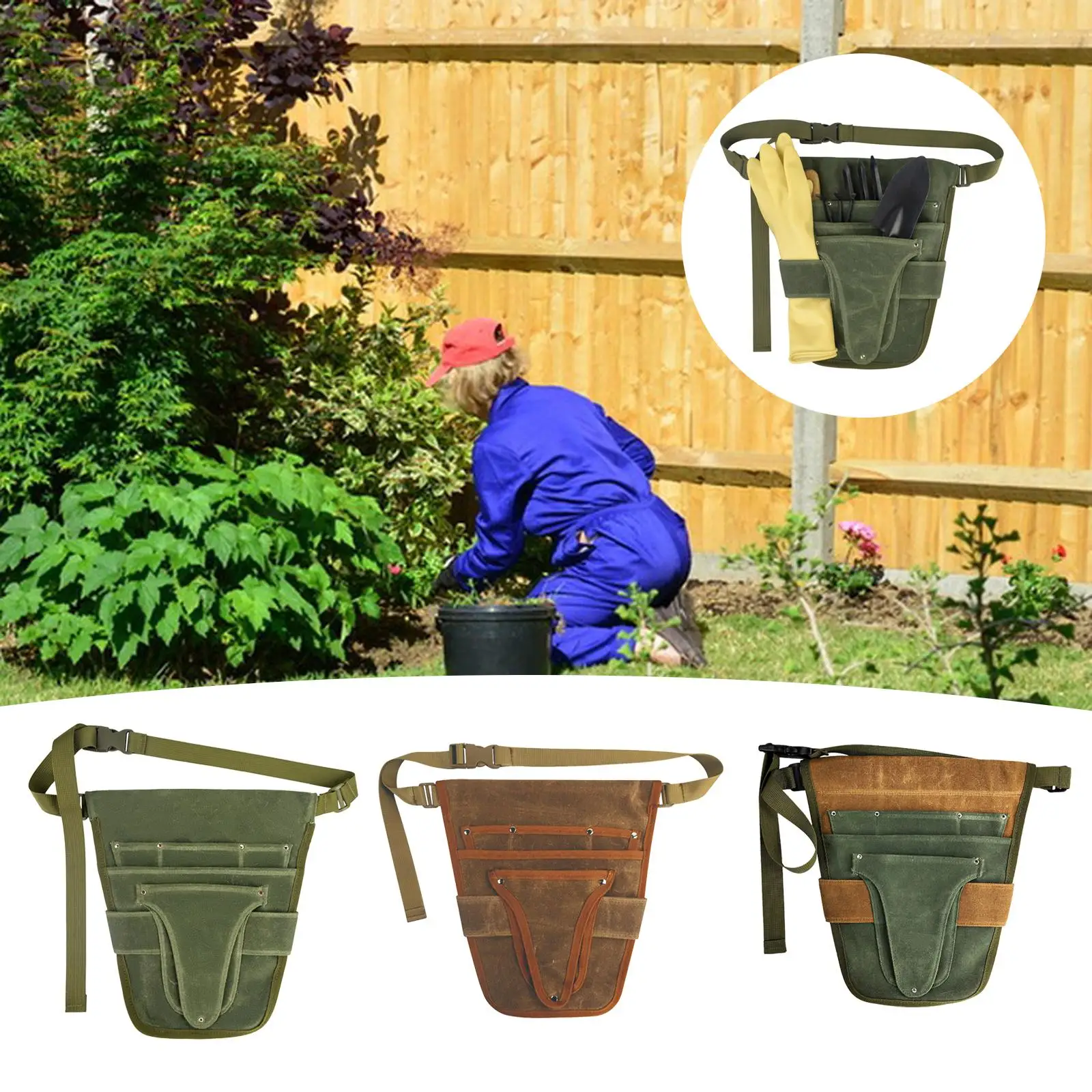 Handy Canvas Garden Tool Belt Organizer ปรับ Heavy Duty สําหรับชาวสวน