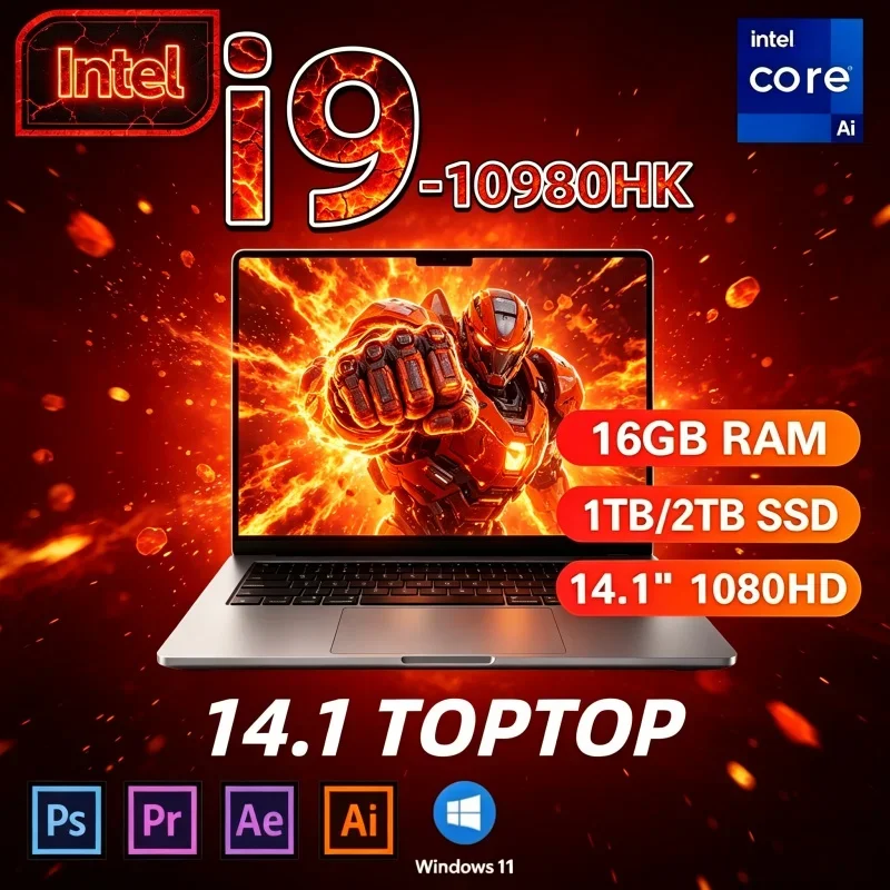 Intel I9‑10980HK Hot Gaming Office Notebook 14.1 Inch 16GB 32GB 2TB SSD Windows 11 2026 New Laptop