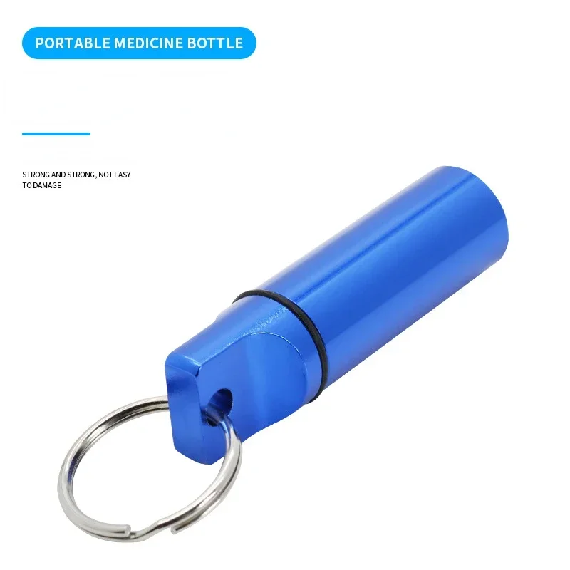 Alumínio portátil impermeável Pill Box, Case Bottle, Cache Drug Holder, Chaveiro cartucho, Keychain para vitamina óleos de peixe