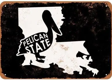 Vintage Metal Sign Louisiana State 4 (Dark Background) Tin Sign Aluminum Sign Christmas Decor Retro Wall Decor For Home Coffe