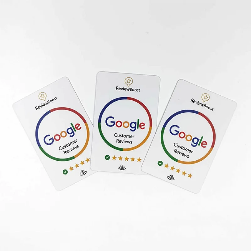 Custom Hot sell  Ntag 215  Programmable Google Reviews Nfc Plastic Digital Business Card For Online Seller