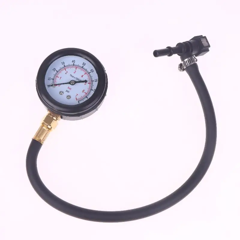 New Automobile Fuel System  Pressure Gauge Motorcycle Car Pressure Tester Tool 0-100PSI 6.3/ 7.89/ 9.49 With Valve