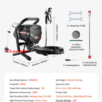 SucceBuy Stand Airless Paint Sprayer, 650W High Efficiency Airless Sprayer, 3000PSI Electric Paint Sprayer Machine Extension Rod