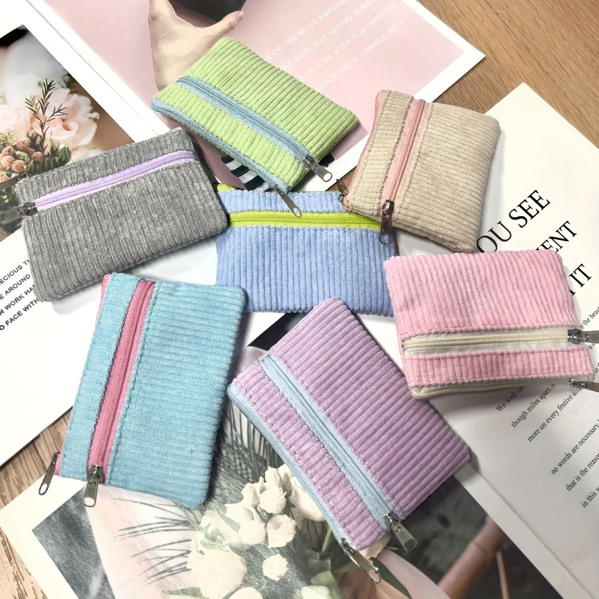 سروال قصير متعدد الألوان حقيبة تغيير صغيرة حقيبة مفاتيح حقيبة بطاقات محمولة رأس سحاب معدني صغير #4