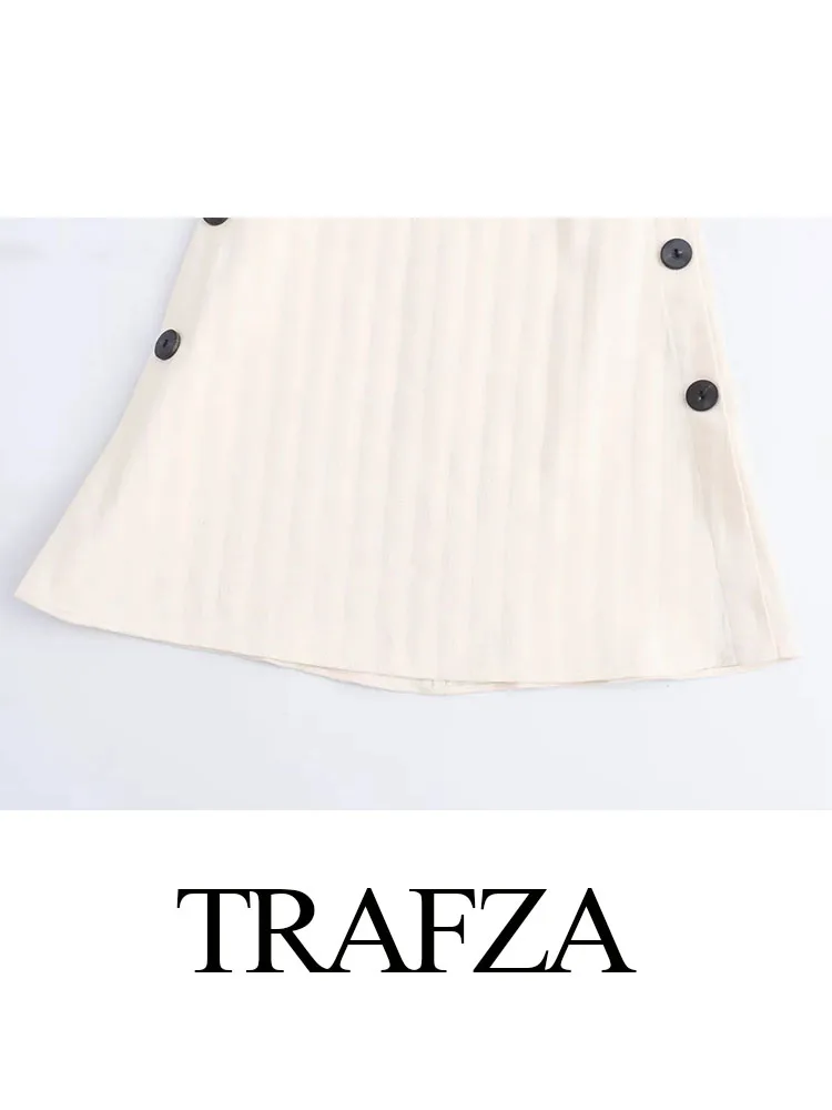 TRAFZA-فستان نسائي بدون أكمام مكشوف الظهر ، فستان نسائي ، قصير ، أنيق ، أنيق ، يطير ، يطير ، مخطط ، الصيف ،