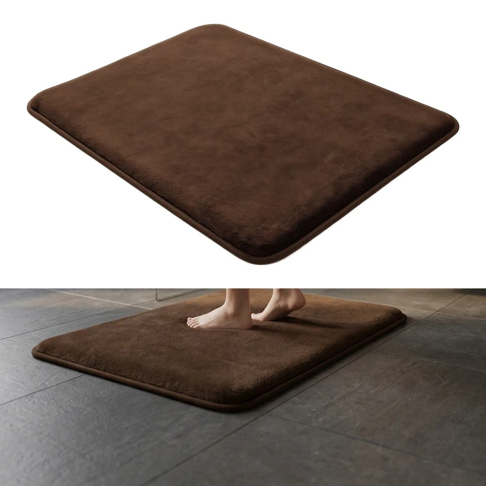 Dark Brown Polyester Memory Foam Bath Rug 40x60x2cm Quick Dry Soft Non-Slip Floor Mat for Bathroom Entryway Decor