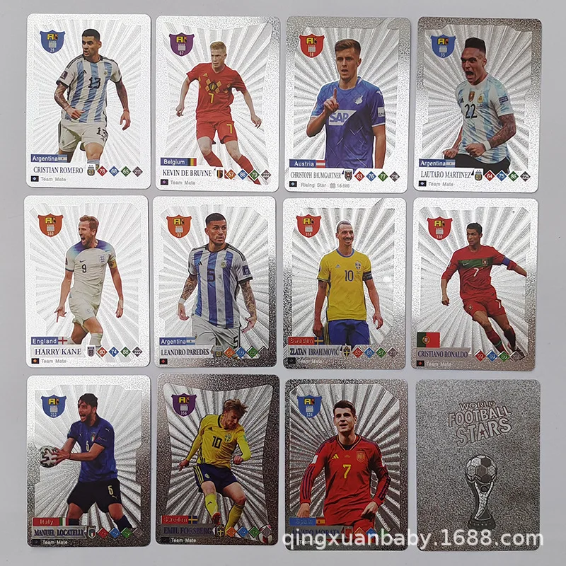 55Pcs English Messi World Football Stars Gold Leaf Card Ballsuperstar Limited Signature Collection Cards Shipping