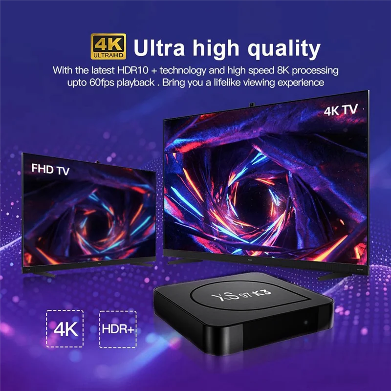 HFES XS97 K3 Android 10.0 Smart TV Box H313 رباعي النواة 2.4/5G Wifi TV Box 4K UHD مشغل الوسائط 1G + 8G قابس أمريكي