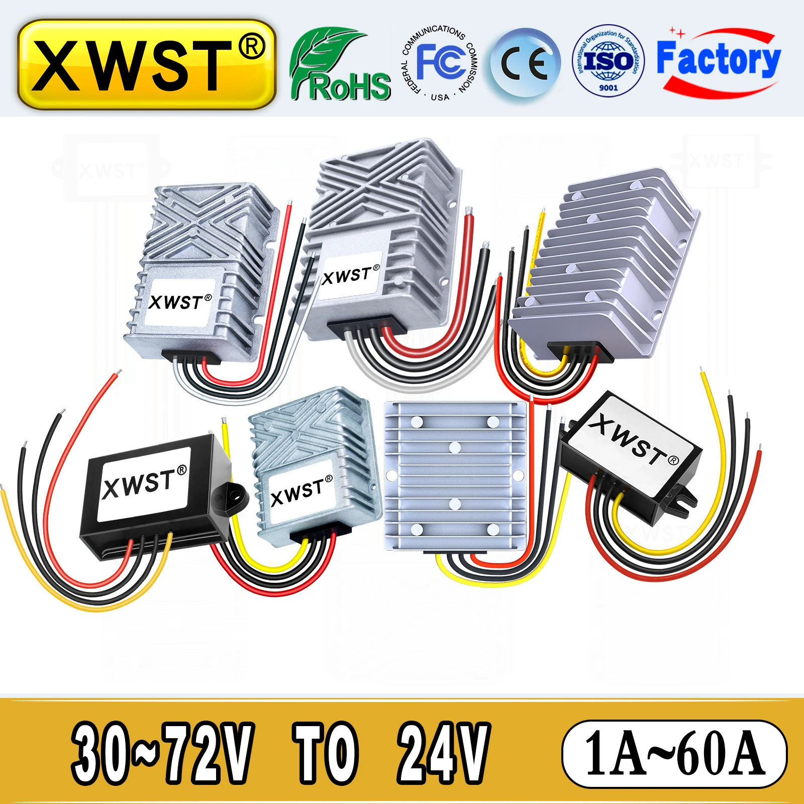 

Buck Power Supply 30V-72V to 24V DC-DC Step Down Converter 48V60V to 24V Voltage Regulator Module Waterproof with CE RoHS FCC