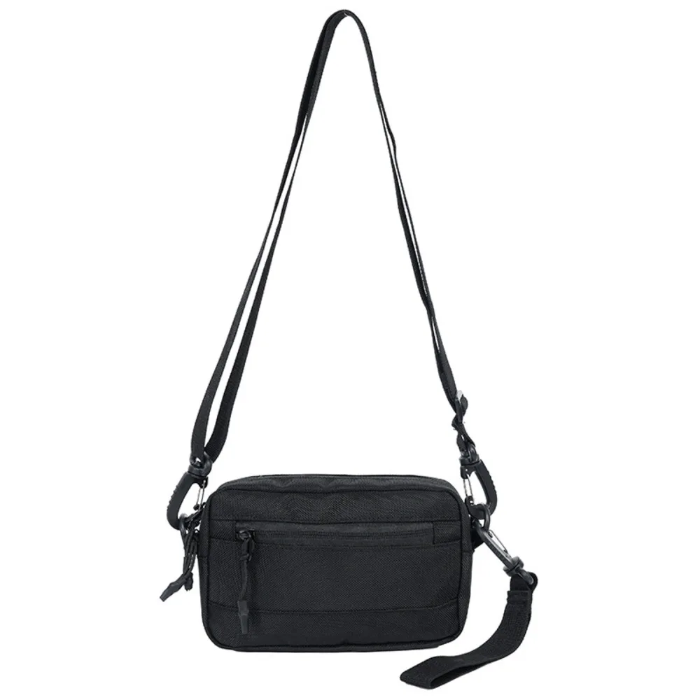 

Casual Square Nylon Crossbody Bag Adjustable Black Single Shoulder Bag Wide Shoulder Strap Lightweight Messenger Bag Hiking