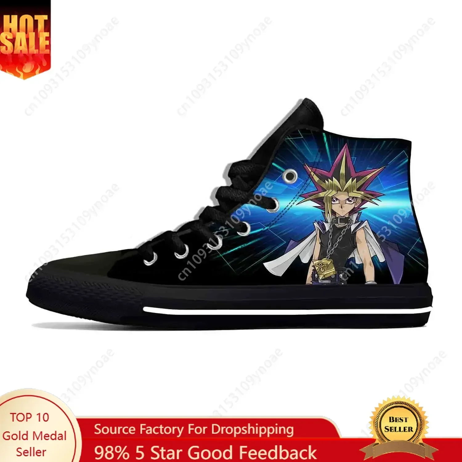 

Yu Gi Oh Muto Yugi Japanese Anime Cartoon Manga Casual Cloth Shoes High Top Lightweight Breathable 3D Print Mens Womens Sneakers