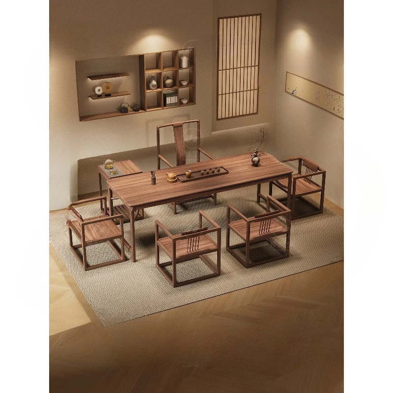 

Song-style aesthetic black walnut high-end solid wood tea table