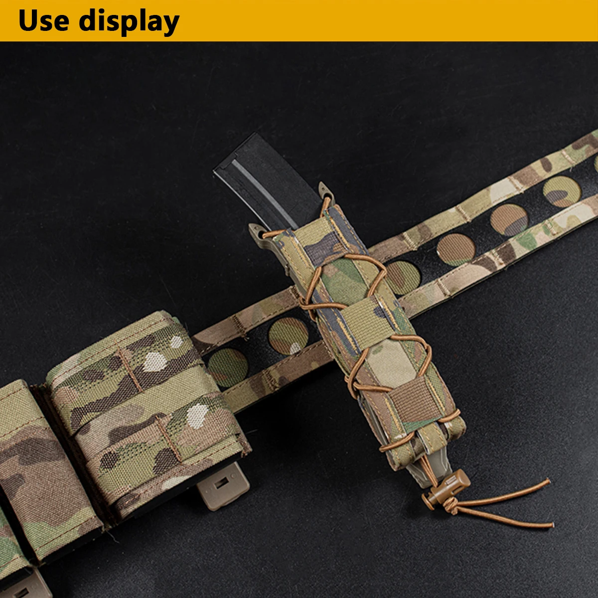 Tactical Open Pistol Magazine Pouch MP5 MP7 Mag Pouch 9mm .45 Long Mag Holder Bag MOLLE 500D Nylon Polymer Side Pane view 5