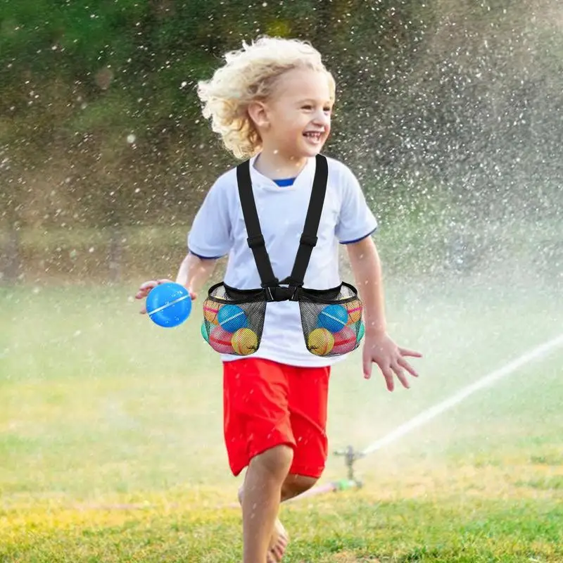 Outdoor waterballonnen jas Kid's waterballen Mesh tassen Schouderriem Ontwerp Kinderspeelgoed voor zwembad Strand Park Tuin