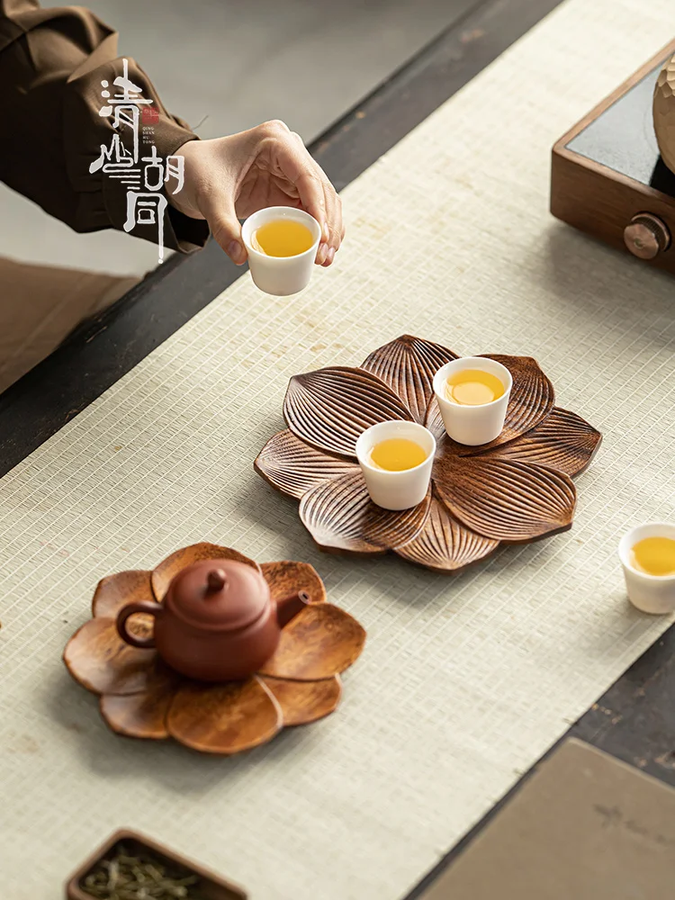 

Китайская винтажная деревянная тарелка из орехового дерева для чая и закусок, поднос для фруктов ручной работы, универсальная подставка для тарелок, серия Clear Mountain Lane