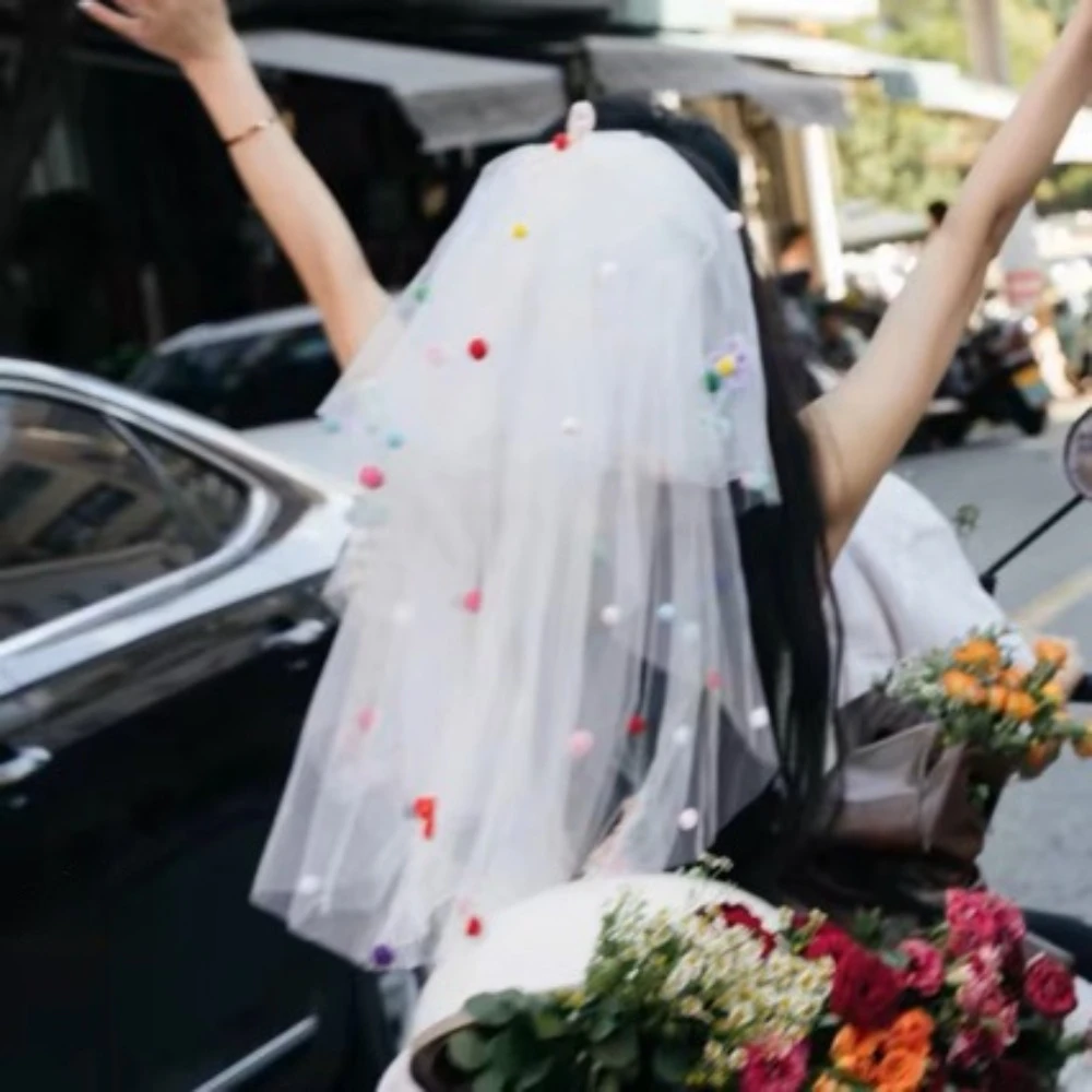 

Accessories Marriage Bridal Veil Women Colorful Marriage Wedding Shoulder Bridal Veils Accessories Bride to Be
