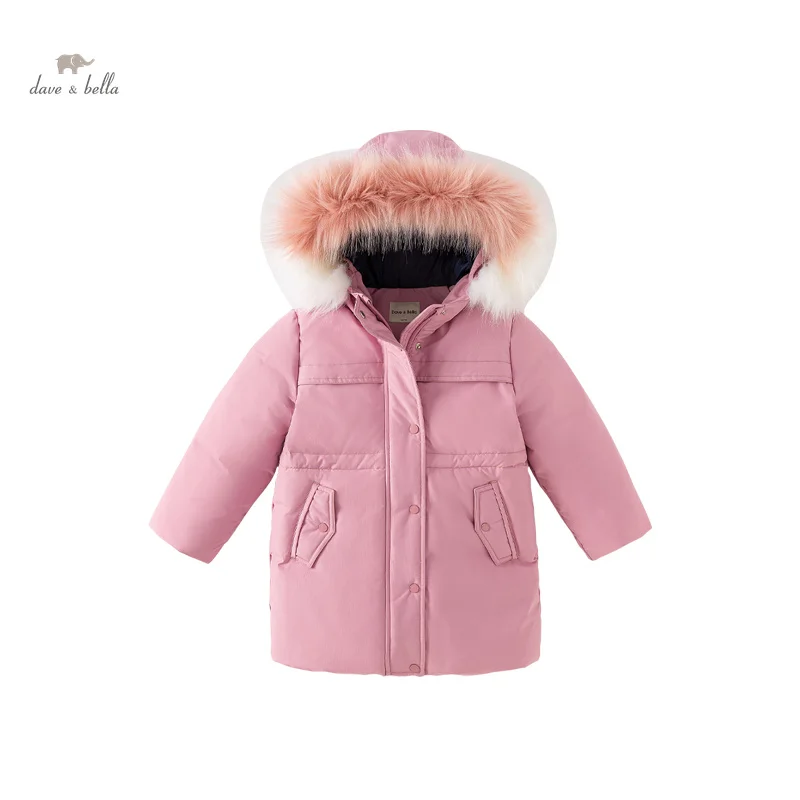 Dave Bella Children Girls Padding Down Jacket 2023 Winter New Fashion Casual Long Coat Party Outdoor Outerwear Warm DK4238114