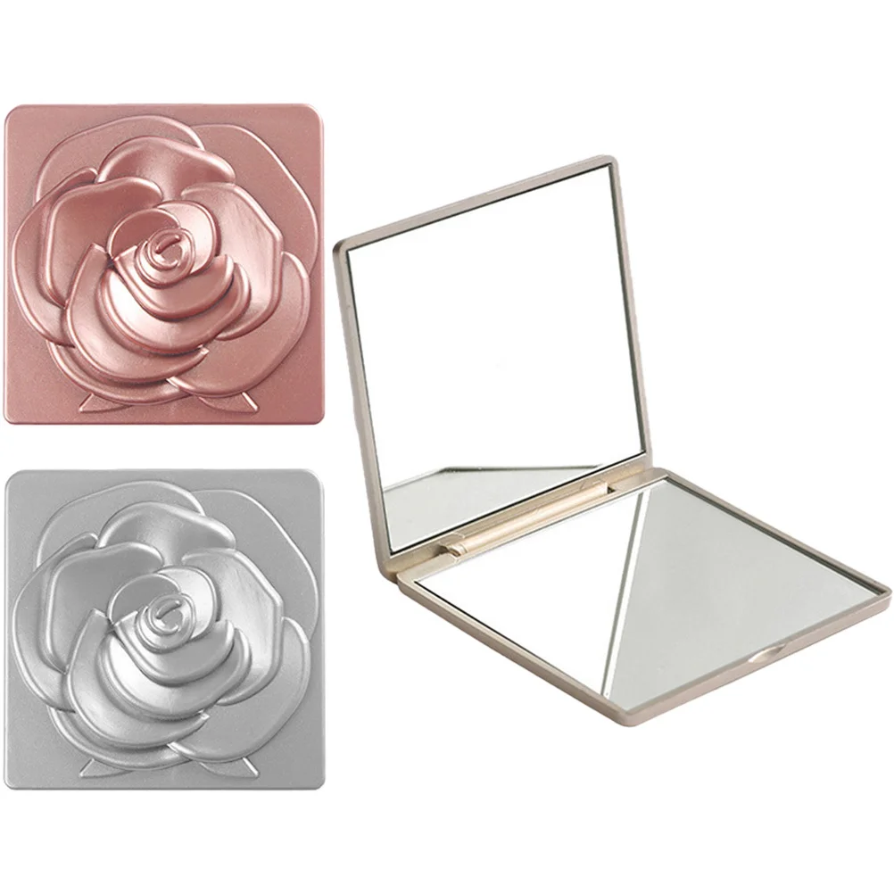 

3 Pcs Rose Design Mirror Pocket for Women Personal Mirrors Hand-held Purse Small Compact Handheld Check Makeup